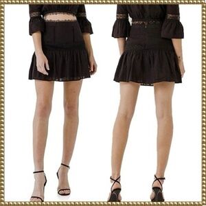 Free People Endless Rose Black Lace Fit and Flare Mini Skirt Medium
